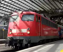 Die 115 332-9 fuhr am 24.08.2010 mit einem IC aus K�ln Messe/Deutz aus.