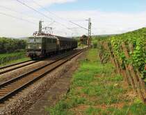 BayernBahn E 42 151 mit dem  Henkelzug  DGS 88913 von Langenfeld nach Wassertr�dingen, bei Erbach im Rheingau; 25.08.2010