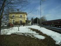 Bahnhof Stetten/Schwaben mit noch in Betriebgenommenen Handstellwerk.