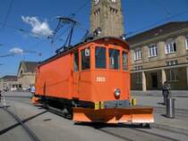 Der n�chste Winter kommt bestimmt, darum �ben unsere Fahrer das fahren mit dem Schneepflug 2023. Hier steht er am Bad. Bahnhof. Die Aufnahme stammt vom 01.09.2010.