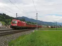 1116 075-1 mit G�terzug 54404 Wien Zentralverschiebebahnhof-Hall im Tirol bei Brixen im Thale am 12-8-2010.