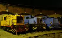 Am 21.08.2010 fand traditionell zum Auftakt des Chemnitzer Heizhausfestes im S�chsischen Eisenbahnmuseum eine Nacht-Fotoveranstaltung statt. Hier die Rangierlokparade vor dem Haus 2.