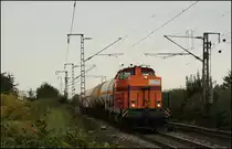 Die V100 von Arcelor Mittal durchfuhr am 15.09.2010 mit einem kurzen Kesselzug durch Obertraubling. 