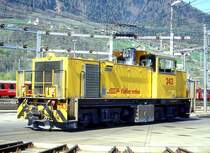 RhB - Gmf 4/4 243 am 25.04.1999 in LANDQUART - Baudienst-Diesel-LOKOMOTIVE - �bernahme 07.08.1991 - GMEINDER5697/KAELBLE - 559 KW - Gewicht 50,00t - L�P 11,70m - zul�ssige Geschwindigkeit 60 km/h - ab 1999 Diesel-LOK f�r VEREINA-Rettungsz�ge
