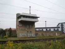 Fr�hre Gleisbildstellwerk B1 von Greifswald am 20.September 2010.