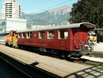 1.+ 2.Klasse Wagen der ehem.Visp-Zermatt Bahn(sp�ter Brig-Visp-Zermatt Bahn,heute Matterhorn-Gotthard Bahn)am 10.10.05 in Landquart.Dieser Wagen fuhr am 25 Juni 1930 mit dem ersten Glacier Express