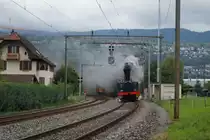 Anl�sslich der 150 Jahre Jura Feier f�hrt Zug 33654 von Biel nach Lyss.
Am Zug die Lok  Genf  , dahinter die  Limmat . Beide unter Dampf
