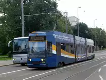 Leipzig: Stra�enbahnlinie 4 nach Gohlis Landsberger Stra�e nahe vom Hauptbahnhof.(25.8.2010)