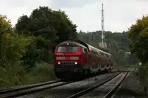 218 431-5 durchf�hrt Mochenwangen mit einem IRE von Stuttgart nach Lindau, 26.09.10