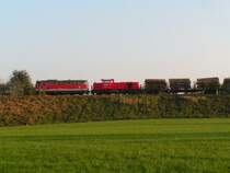 2043 063-3 und 2070  mit Rundholzg�terzug kurz nach der Bahnhofsausfahrt RIED 2005-10-13