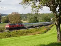 IC 119  BODENSEE  von M�nster nach Innsbruck zwischen Oberzell und Meckenbeuren in der Kurve bei Lohner am 27.09.2010.