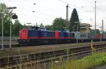 745 702-1 und 745 701-7 �bernachteten vom 07.08. auf den 08.08.2010 in Eschwege West mit ihrem Containerzug.