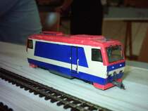 Eine selbstgebaute Lokomotive der  VLB - Vorarlberger Landesbahnen  , einer Bahngesellschaft welche die Erbauer, der MBC Rankweil, selber erfunden hat. Es handelt sich um eine Lokomotive der Schmalspurbreite HOe.