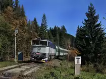 Die 754 060 am 10.10.2010 mit einem Personenzug unterwegs bei B�hmisch Eisenstein. 