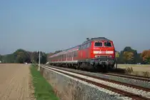 218 455 schiebt am 10.10.10 den RE nach hannover bei Salzgitter-Ringelheim.