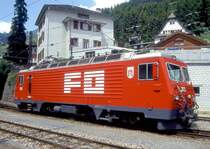 MGB exFO - HGe 4/4II 103 Name: CHUR/MARCUA DA CUERA am 06.06.1993 in DISENTIS - Zahnrad-LOKOMOTIVE - Baujahr 1986 - SLM5292/BBC - 1836 KW - Gewicht 64,00t - L�P 14,78m - zul�ssige Geschwindigkeit 90/Z30 km/h -  Hinweis: noch alte Lackierung
