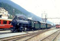 RhB DAMPFEXTRAZUG f�r Verkehrsverein Disentis 3735 von Landquart nach Disentis am 25.06.1994 Einfahrt Disentis mit Dampflok G 4/5 107 - A� 1102 - B� 2060 - D� 4052I - B 2245.
