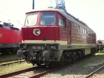 Zu den Bahnaktionstagen im Betriebshof Lutherstadt Wittenberg stand 130 101, hier noch als 754 101 bezeichnet, am 18.08.2007 auf dem Ausstellungsgel�nde