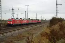 185 206-0 als f�hrende Lok, fuhr am 15.10.2010 mit ihrem Lokzug, bestehend aus BR 185, BR 152 und BR 155, in den Bahnhof Gro�korbetha ein.