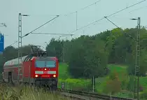 RB 27 zwischen J�chen und Hochneukirch mit einem Dostockzug bestehend aus nur zwei Wagen.