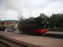 99 5901 bei Rangierarbeiten im Bahnhof  Gernrode  am 23.10.2010