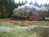Ausfahrt Regelzug aus  Drei Annen Hohne  in Richtung  Schierke  am 24.10.2010