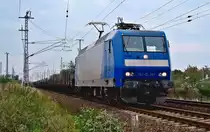 145-CL 201 an einem Leer- R�hrenzug aus Mukran. Stralsund -Srg- am 08.10.10 
