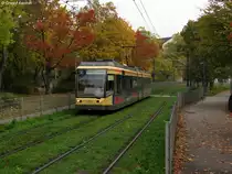 23.10.2010: TW 240 als Tram 2 nach Wolfartsweier. Aufgenommen zwischen Ellmendinger Stra�e und Ostmarkstra�e.
