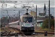 1116 038  Siemens  f�hrt mit EC 538  Energie Klagenfurt Strom  von Lienz nach Wien-Meidling. 
Knittelfeld 26.10.2010