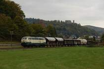 216 224 mit G�terzug am 22.10.2010 bei Biedenkopf