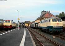 218 105-5 und 217 014-0 beim Burgwaldbahnfest in Frankenberg (Eder) 23.10.10