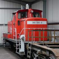 360 583-9 der DB Cargo in der Fahrzeughalle des Eisenbahnmuseums Bochum-Dahlhausen.

