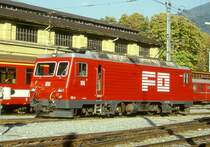 MGB exFO - HGe 4/4II 106 Name: ST.GOTTHARD am 12.10.1996 in BRIG - Zahnrad-LOKOMOTIVE - �bernahme 04.07.1989 - SLM5392/BBC - 1836 KW - Gewicht 64,00t - L�P 14,78m - zul�ssige Geschwindigkeit 90/Z30 km/h - Hinweis: noch alte Lackierung
