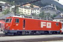 MGB exFO - HGe 4/4II 107 Name: GRIMSEL am 06.06.1993 in DISENTIS - Zahnrad-LOKOMOTIVE - �bernahme 26.07.1989 - SLM5393/BBC - 1836 KW - Gewicht 64,00t - L�P 14,78m - zul�ssige Geschwindigkeit 90/Z30 km/h - Hinweis: noch alte Lackierung
