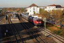 Der AEG Showtrain mit 218 822-5, 218 130-3 und 110 457-9 in Ravensburg, 29.10.10
