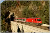 1216.238 f�hrt mit EC 172 �ber das Krauselklause-Viadukt bei Breitenstein in Richtung Hamburg-Altona. 30.10.2010