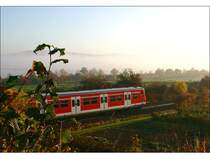 Morgennebel im Remstal - 

S-Bahnzug auf der Linie S2 unterwegs nach Schorndorf. 

28.10.2005 (M)