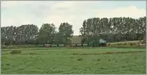 Da hatte die R�BB 99 1782-4 aber schwer zu schnaufen: gleich zehn vierachsige Reisezugwagen galt es nach Putbus zu schleppen!
Bei Serams, am 18. Sept. 2010