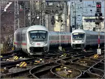 Dichtes IC Steuerwagengedr�nge am 20.11.2010 im Vorfeld des Hauptbahnhofs von K�ln. (Hans)