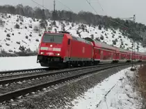 146-208 am 26.11.10 mit dem RE 19228 Ulm - Mosbach-Neckarelz bei Lonsee auf der Schw�bischen Alb. 
 