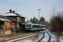 VT 02 + VT 08 als DPN 91801 am 28.11.2010 bei der Einfahrt in Hirschau (Strecke Amberg-Schnaittenbach). Veranstalter dieser Fahrten war der neugegr�ndete verein Amberger-Kaolinbahn.