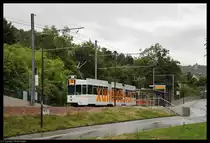 Ein Be 4/8 und ein Be 4/6 der BLT legen am 16. August 2010 einen kurzen zwischenhalt in M�nchenstein ein.