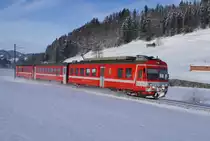 Am 27.11.10 verl�sst der BDe 4/4 41 das bereits tief verschneite Jakobsbad Richtung Appenzell.