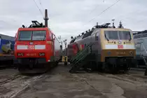 185 142-7 und 120 159-9 am 19.09.2010 in Osnabr�ck beim Fest 175 Jahre Deutsche Eisenbahn und 125 Jahre Bahnbetriebswerk Osnabr�ck