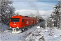 Ein Hercules-Tandem zieht den G�terzug 55557 von Zeltweg, �ber den Obdacher Sattel, nach Frantschach. 
Murbr�cke Zeltweg 4.12.2010

