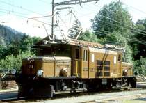 RhB - Ge 6/6I 414 am 25.08.1997 in ILANZ - STRECKEN-LOKOMOTIVE - �bernahme 25.06.1929 - SLM3297/BBC2967/MFO - 940 KW - Gewicht 66,00t - L�P 13,30m - zul�ssige Geschwindigkeit 55 km/h.
