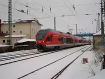 Ausfahrender 429 028 am 08.Dezember 2010 als RE 33211 Rostock-Sassnitz,bei der Ausfahrt aus Bergen/R�gen.
