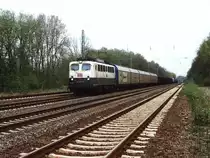 140 607-3 mit eine G�terzug bei Natrup-Hagen am 22-4-2000. Bild und scan: Date Jan de Vries.