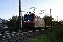 am fr�hen Morgen zieht 482 020 einen Holzzug aus dem Bf Stralsund am 20.10.2010