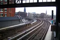 Blick in Richtung R�dlingsmarkt an der U-Bahn Haltestelle Baumwall in Hamburg; 22.11.2010